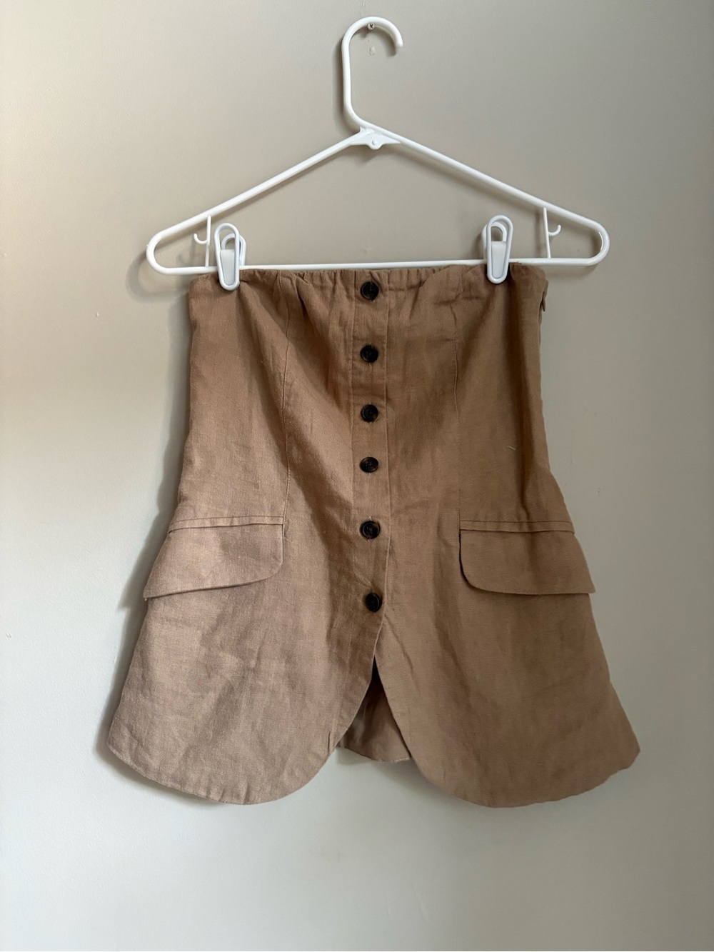 Universal Thread Women's Strapless Button-Down Top, Small - Tan - Picture 3 of 3